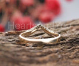 0.3ct Round Cut Moissanite Curved Stackable Wedding Band 14k Yellow Gold Plated