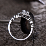 2ct Round Cut Diamond Accent Halo Solitaire Engagement Ring 14k WhiteGold Finish