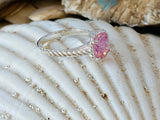 2ct Cushion Cut Pink Sapphire Braided Shank Solitaire Ring 14k White Gold Finish