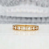 1.5ct Round Cut Diamond Wedding Band Single Prong Stackable 14k Yellow Gold Over