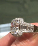 5Ct Cushion Cut VVS1 Diamond Elegant Halo Engagement Ring 14K White Gold Finish