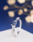 0.3ct Princess Blue Sapphire Engagement Ring Diamond Accents 14k White Gold Over
