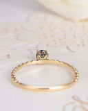 0.5ct Round Cut Blue Sapphire Beaded Ball Solitaire Ring 14k Yellow Gold Finish