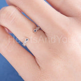 0.5ct Round Cut Simulated Sapphire Open Cuff Wedding Band 14k White Gold Plated