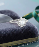 Vintage Halo Engagement Ring 2.1ct Round Cut VVS1D Diamond 14k White Gold Finish