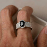 3ct Engagement Ring Oval Cut Diamond Halo with Round Accent 14k WhiteGold Finish