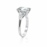 5Ct Emerald Cut DVVS1 Diamond Pear Accents Engagement Ring 14K White Gold Finish