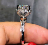 1.7ct Round Cut Diamond Engagement Ring 14k White Gold Finish Flower for Women