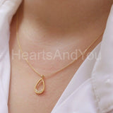 1ct Round Cut Moissanite Teardrop Pendant with Chain 14k Yellow Gold Plated