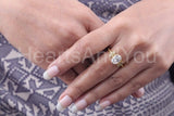 0.3ct Oval Simulated Diamond Leaf Accents Engagement Ring 14k Yellow Gold Plated