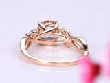1.5ct Round Morganite Engagement Ring Floral Leaf Solitaire 14k Rose Gold Finish