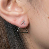 0.5ct Round Cut VVS1D Diamond Tringle Design Drop Earrings 14k White Gold Finish