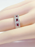 4Ct Round Cut Pink Ruby Diamond Filigree Wide Wedding Band 14K White Gold Finish