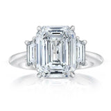 2ct Emerald Cut Diamond Engagement Ring 14k White Gold Finish Trilogy Solitaire
