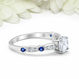 1.5ct Round Cut Diamond Engagement Ring Solitaire with Accent 18k WhiteGold Over