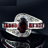 4ct Oval Cut Red Garnet Engagement Ring 14k White Gold Finish Classic Solitaire