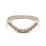 0.3ct Round Cut Diamond Wedding Band 14k White Gold Finish Square Block Curved