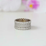 5ct Round Cut Diamond 5 Row Milgrain Eternity Wedding Band 14k White Gold Finish
