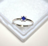 0.3ct Engagement Ring Princess Cut Blue Sapphire Minimalist 14k WhiteGold Finish