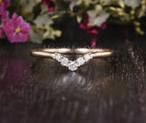 0.5ct Round Cut Moissanite Chevron Minimalist Wedding Band 14k YellowGold Plated