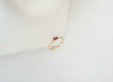 0.2ct Engagement Ring Baguette Cut Red Garnet Minimalist 14k Yellow Gold Finish