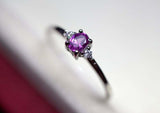 0.3ct Engagement Ring Oval Cut Amethyst Trilogy Minimalist 14k White Gold Finish