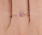 0.4ct Round Cut Simulated Pink Ruby Beaded Queen Tiara Ring 14k Rose Gold Plated