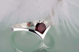 0.5ct Round Cut Red Garnet Engagement Ring Solitaire Curved 14k WhiteGold Finish