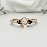 1.5ct Engagement Ring Oval Cut Peach Morganite Solitaire 14k Yellow Gold Finish