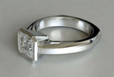 1ct Asscher Cut Diamond Engagement Ring Solitaire Bezel Set 14k WhiteGold Finish