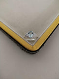 2ct Engagement Ring Oval Cut Blue Aquamarine Cluster Halo 14k White Gold Finish