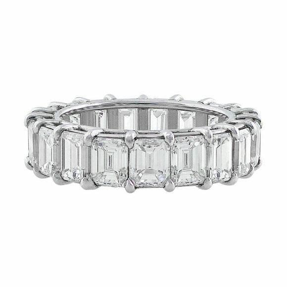 6Ct Emerald Cut VVS1/D Diamond Full Eternity Wedding Band 14K White Gold Finish