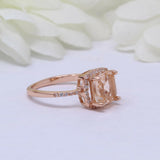 2Ct Cushion Cut Morganite Diamond Accent Halo Engagement Ring 14K Rose Gold Over