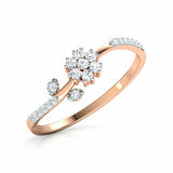 1Ct Round Cut Diamond Nature Floral Petite Engagement Ring 14K Rose Gold Finish