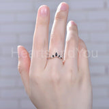 0.5ct Marquise Simulated Black Diamond Curved Wedding Band 14k Rose Gold Plated