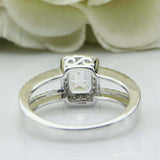 2.7ct Emerald Cut Diamond Engagement Ring Halo Split Shank 14k White Gold Finish
