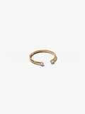 0.1ct Round Cut Moissanite Open Cuff Stackable Wed Band 14k Yellow Gold Plated