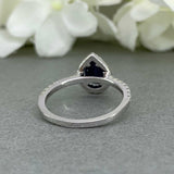 2ct Pear Cut Blue Sapphire Halo Solitaire Engagement Ring 14k White Gold Finish