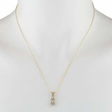 2ct Diamond Pendant with Chain Round Cut Journey Vertical 14k Yellow Gold Finish