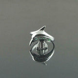 0.4ct Engagement Ring Round Cut Green Emerald Dolphin Fish 14k White Gold Finish