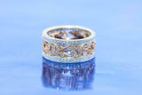2.9ct Round Cut Diamond Wedding Band Wide Filigree Milgrain 14k Dual Gold Finish