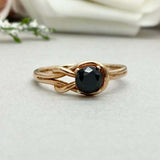 0.5ct Engagement Ring Round Black Diamond Knot Split Shank 14k Yellow Gold Over