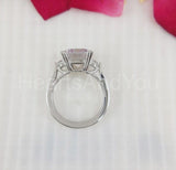 2.3ct Emerald Simulated Diamond Dual Prong Trilogy Band 14k White Gold Plated