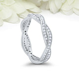 1.2ct Round Cut Diamond Wedding Band Infinity Twisted Braided 14k WhiteGold Over