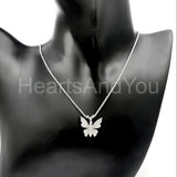 0.75ct Round Cut Moissanite Butterfly Pendant 14k White Gold Plated NO CHAIN