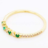 0.5ct Round Cut Simulated Emerald Stackable Wedding Band 14k Yellow Gold Plated