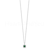 1ct Cushion Simulated Green Emerald Halo Pendant 14k White Gold Plated NO CHAIN