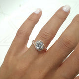 3.3Ct Round Cut Diamond Swirl Halo Solitaire Engagement Ring 14K Rose Gold Over