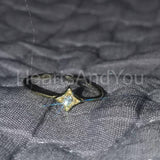 0.2ct Round Cut Moissanite Dainty Starburst Minimal Ring 14k Yellow Gold Plated