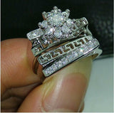 2.5ct Round Cut Diamond Engagement Ring 14k White Gold Finish Floral Bridal Set